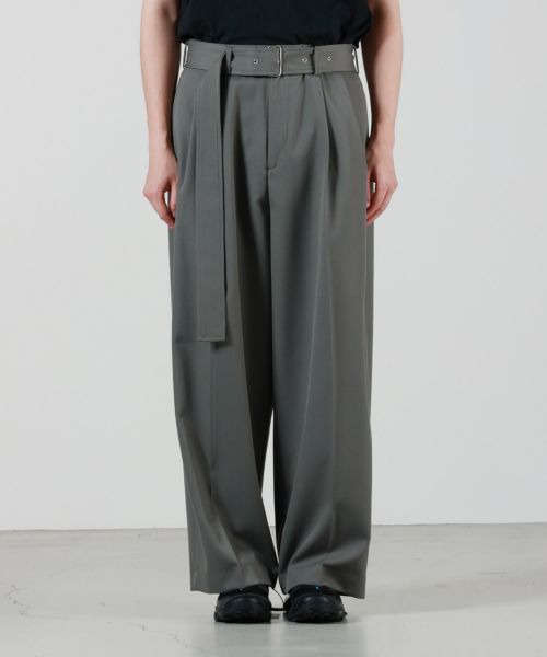 08sircus(08サーカス)】 Dobby cloth 2tuck belted wide pants