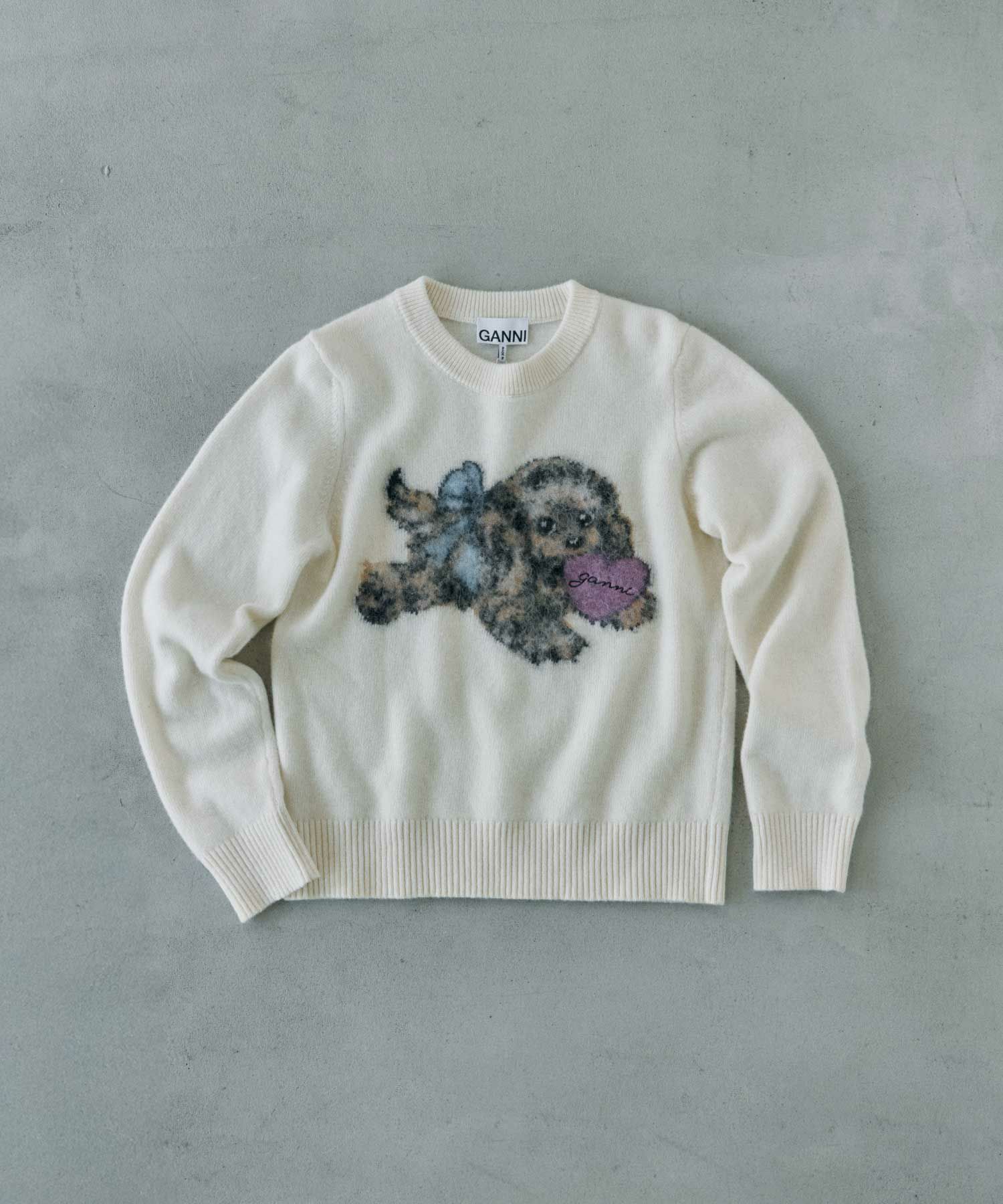 GANNI ガニー パピー 犬柄 セーター 長袖 グレー S GANNI Puppy セーター | ニュートラル | FARFETCH JP