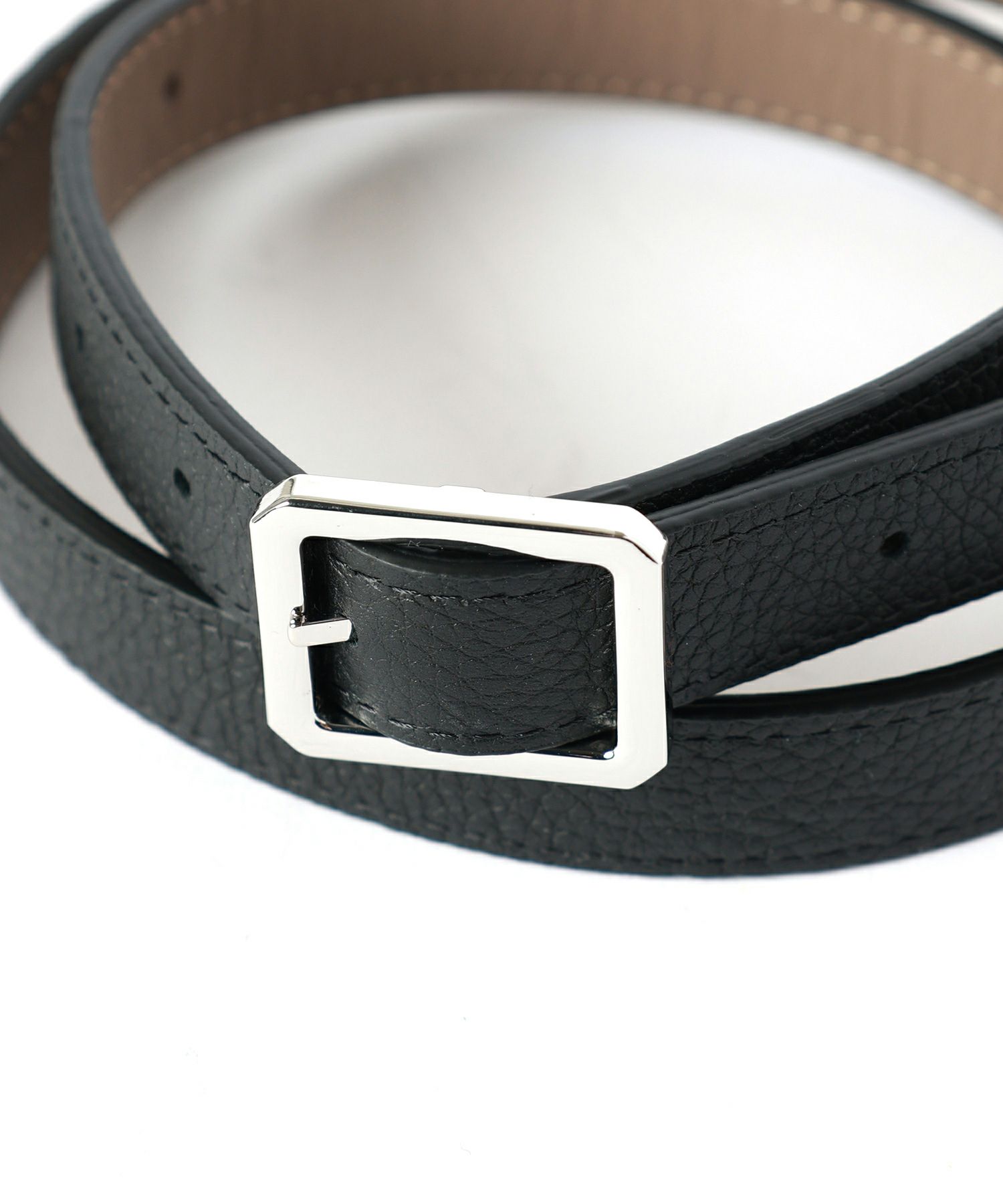 MAISON BOINET(メゾンボワネ)】 リバーシブルスクエアバックル細ベルト