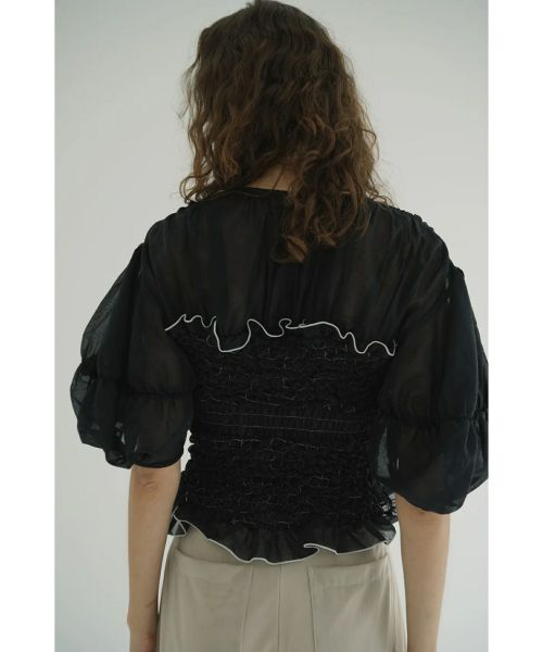 CLANE(クラネ)】 COLOR STITCHED SHIRRING TOPS｜PARIGOT ONLINE