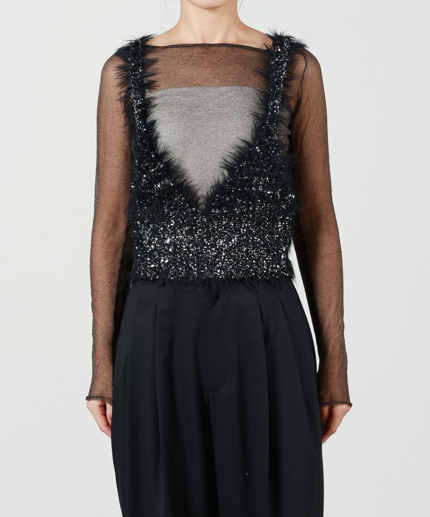 a ccordion LAḾE FILM FLUFFY CAMISOLE A CCORDION(アコーディオン)】 LAME FILM FLUFFY CAMISOLE｜PARIGOT