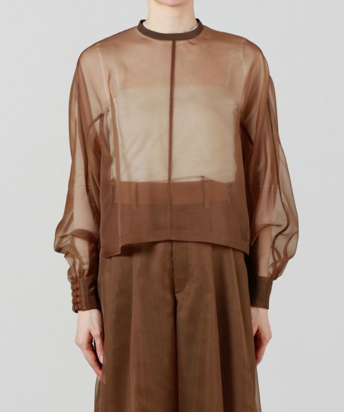 GWセール【美品】HYKE 24SS 幾何学柄シアーシャツ　ブラウス　サイズ1 HYKE(ハイク)】 SHEER BLOUSE｜PARIGOT ONLINE（パリゴオンライン）