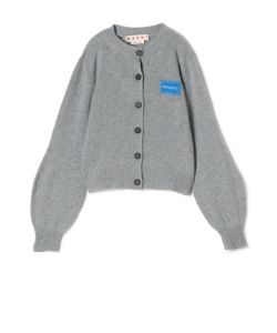 MARNI カシミア混 ロゴ刺繍カーディガン グレー ウール・カシミア製 カーディガン、マルニメンディング