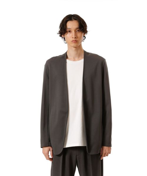 ATTACHMENT ブラック カーディガン サイズ2 ATTACHMENT(アタッチメント)】 COTTON DOUBLE FACE COLLARLESS