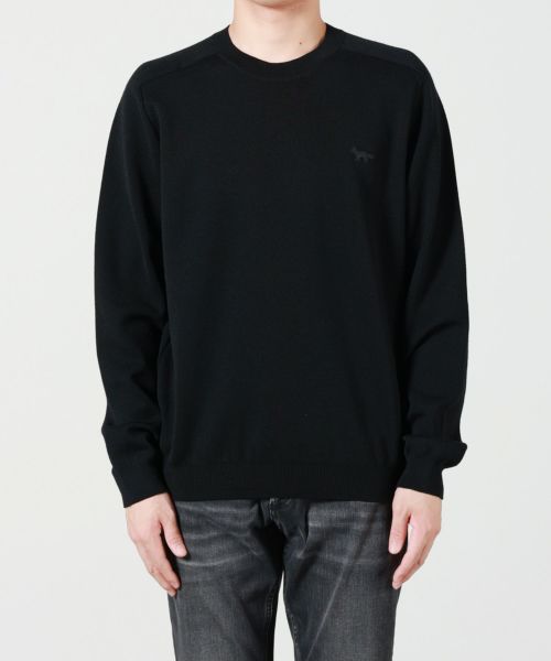 MERINO WOOL SWEATER (BLACK) Lサイズ MAISON KITSUNE(メゾンキツネ)】 TECHNICAL MERINO WOOL JUMPER