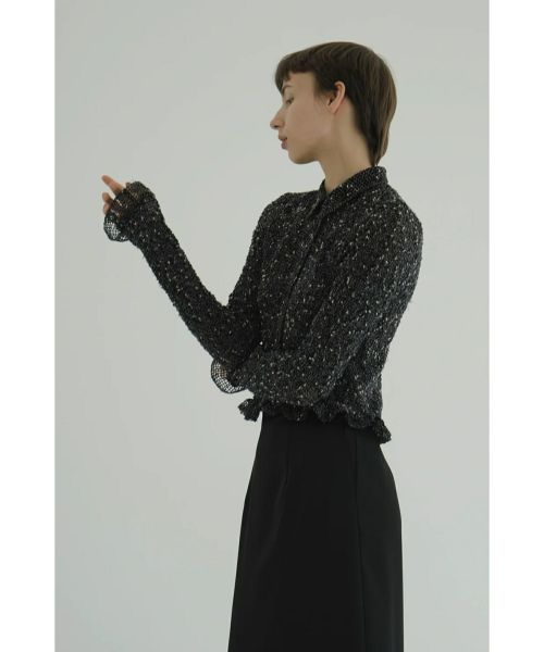 CLANE MIX MESH GATHER SHIRT ブラック 1 MIX MESH GATHER SHIRT｜TOPS(トップス)｜CLANE OFFICIAL ONLINE