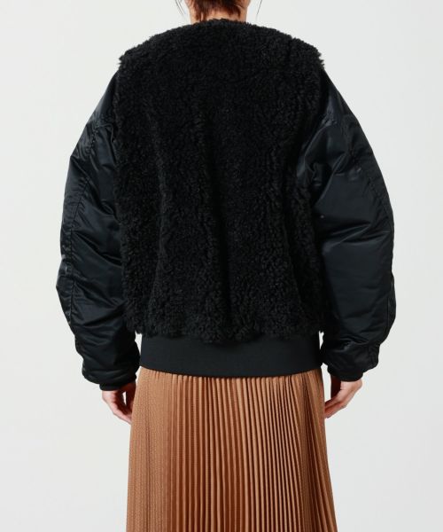 HYKE ハイク FAUX SHEARLING TYPE MA-1 サイズ2 HYKE / FAUX SHEARLING TYPE MA-1 JACKET (BLACK, OLIVE DRAB) | JUQUI