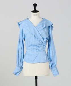 フェティコ HAND PRINTED TIE-NECK BLOUSE FETICO(フェティコ)】 ROSE JAQUARD STRIPE SAILOR COLLAR BLOUSE