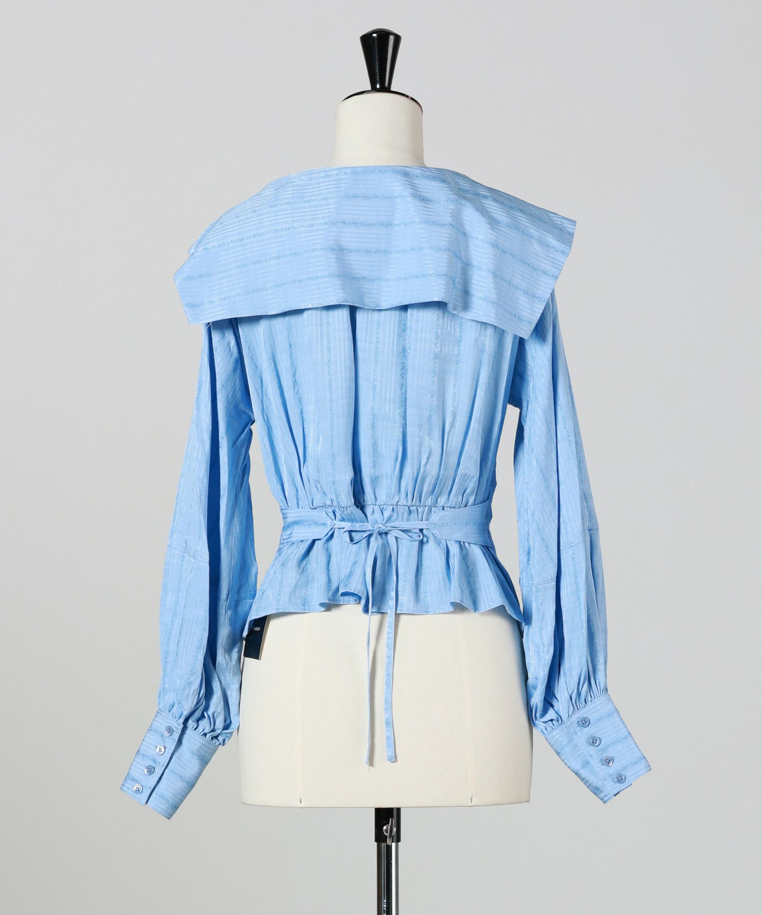 FETICO(フェティコ)】 ROSE JAQUARD STRIPE SAILOR COLLAR BLOUSE