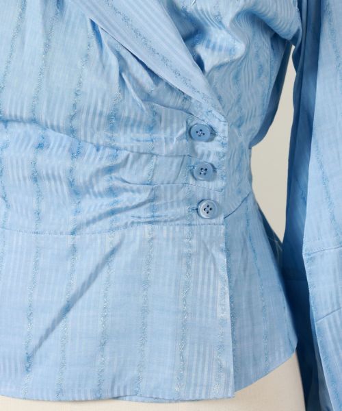 FETICO(フェティコ)】 ROSE JAQUARD STRIPE SAILOR COLLAR BLOUSE