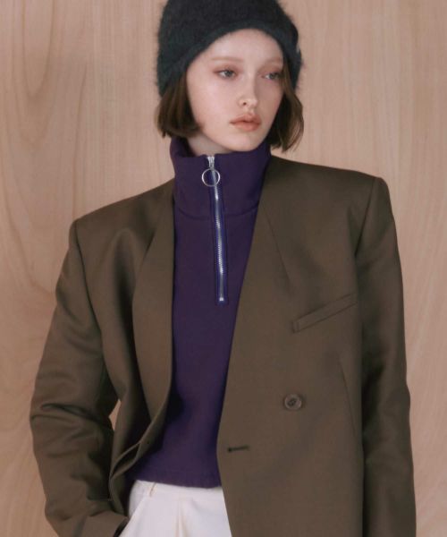 PHEENY(フィーニー)】 Athletic fleece half zip P/O short