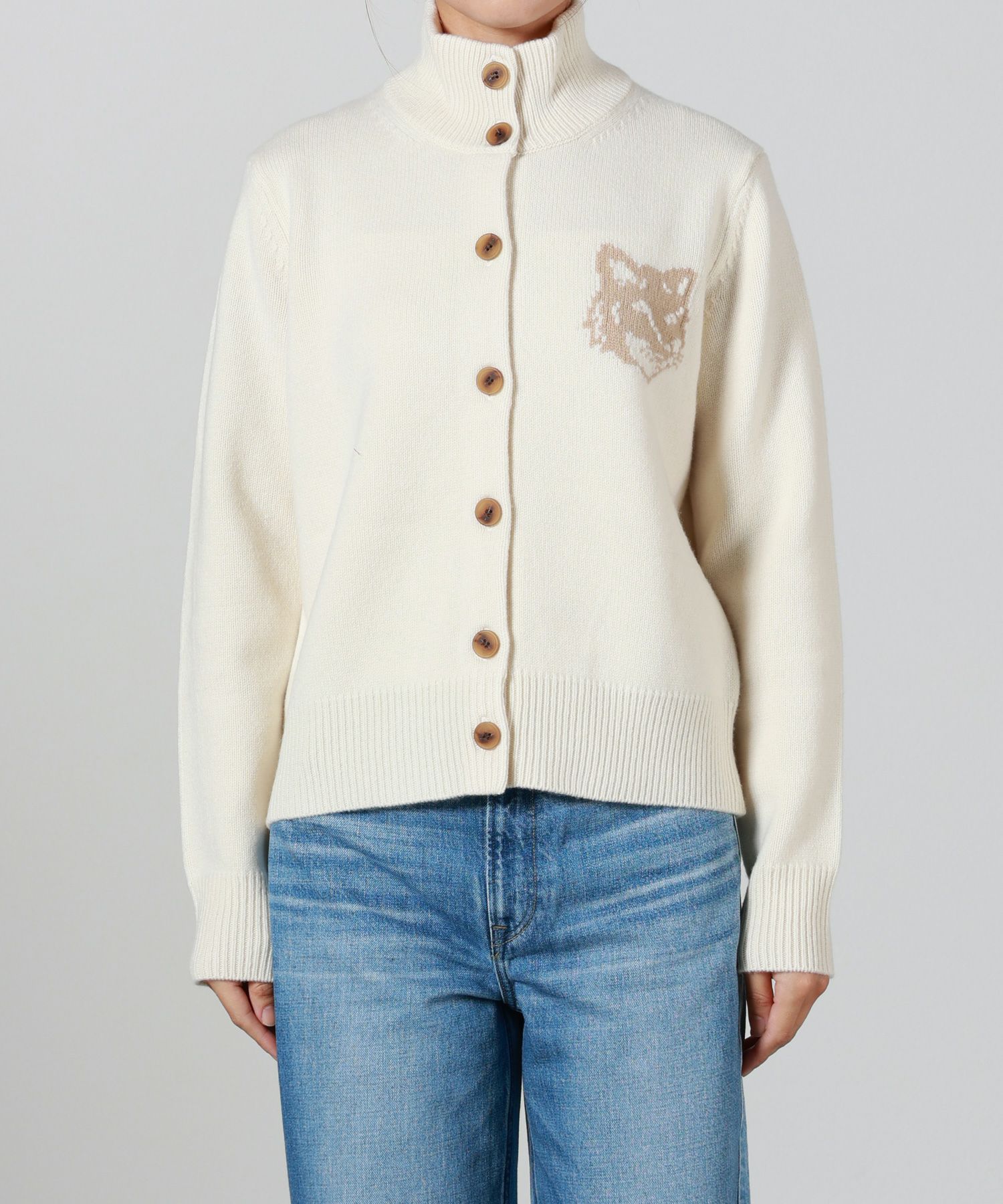 MAISON KITSUNE(メゾンキツネ)】 フォックスヘッドインターシャ メリノ