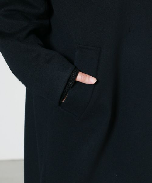 マメクロゴウチmame kurogouchiウールチェスターコート黒サイズ2 Beaver Finished Alpaca Wool