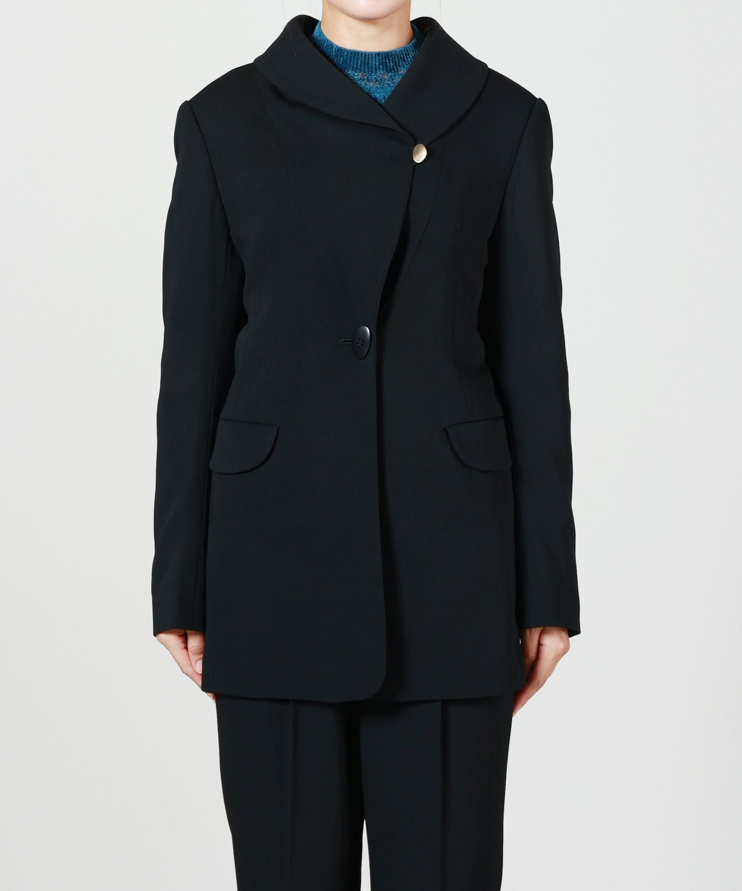 Mame Kurogouchi(マメ クロゴウチ)】 Wool Venetian Shawl Collar