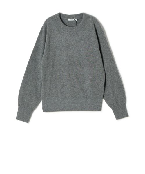 Vネック ウール ニット セーター ロング グレー 上質 リブ HYKE 羊毛 HYKE ハイク 17AW コットンカシミヤプルオーバーニットセーター