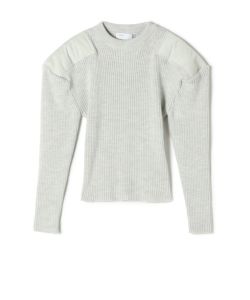 トーガTOGAメタルバックルベルト装飾コットンニットトップスセーターグレー綿灰色 トーガTOGAメタルバックルベルト装飾コットンニットトップス