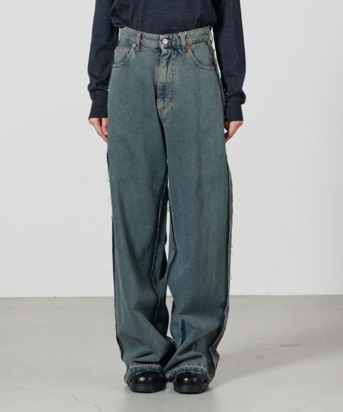 Maison Margiela メゾンマルジェラワイドレッグ プリーツ ジーンズ 正規取扱店】MAISON MARGIELA プリーツデニムパンツ(メゾン