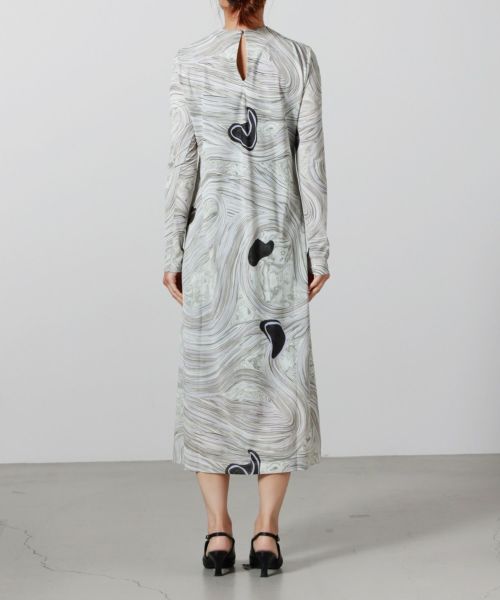 マメクロゴウチ　2023AW　マーブルプリントジャージードレス　ワンピース　2 マメクロゴウチ 2023AW マーブルプリントジャージードレス ワンピース