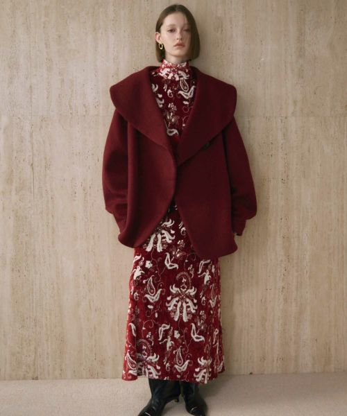 Mame Kurogouchi(マメ クロゴウチ)】 Velour Jersey High Neck Dress