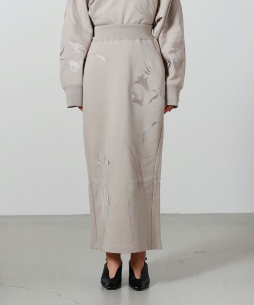 マメFloral Motif Embroidered Sweater Skirt Floral Motif Embroidered Sweater