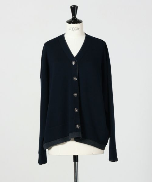 【新品未使用】エンフォルドENFOLD レイヤードカーディガン ネイビー 完売品 25AW】ENFOLD エンフォルド / FAKE-LAYERED CARDIGAN / カーディガン