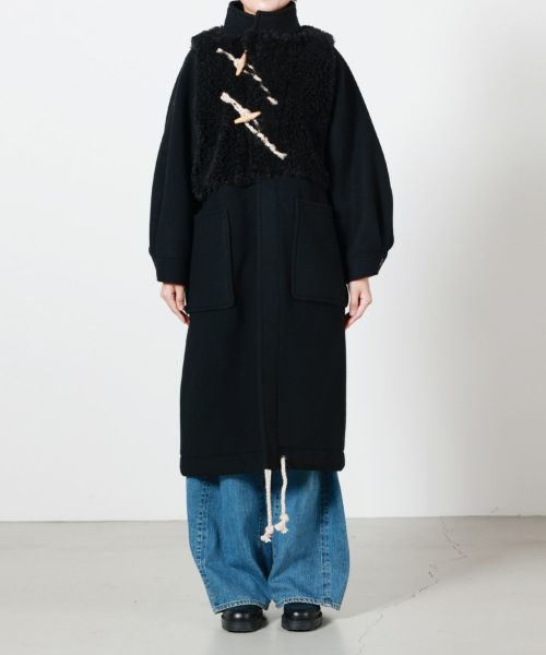 HYKE(ハイク)】 DOUBLE FACE FAUX SHERLING DUFFLE COAT ｜PARIGOT
