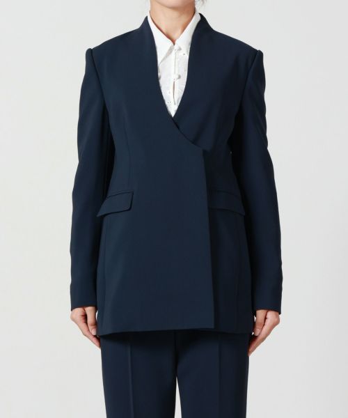 Mame Kurogouchi(マメ クロゴウチ)】 Acetate Polyester Collarless