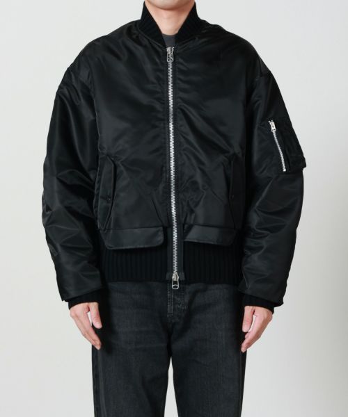 YOKE Connected Rib Knit Trucker Jacket Connected Rib Knit Flight YOKE Connected Rib Knit Trucker Jacket Connected Rib Knit Flight