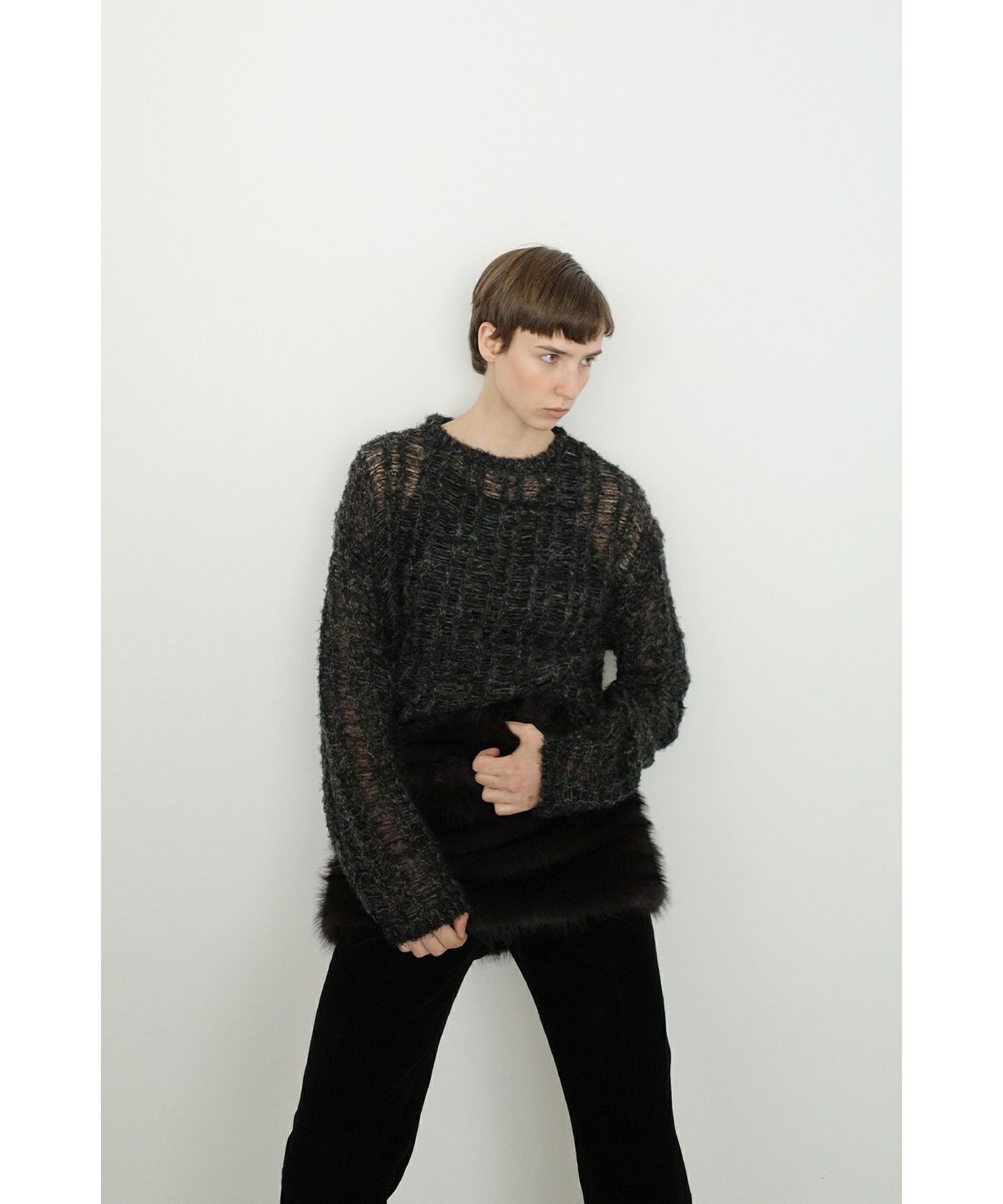 SHEER SHAGGY LOOSE KNIT TOPS クラネ　ニット CLANE SHEER SHAGGY LOOSE KNIT TOPS（ニット/セーター）｜CLANE