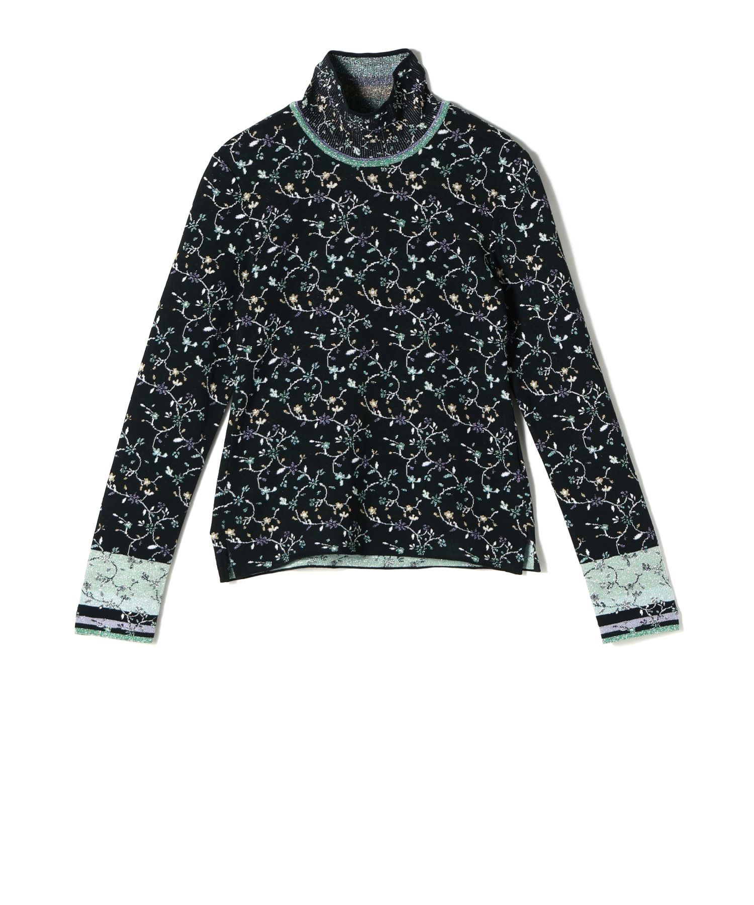 Mame Kurogouchi(マメ クロゴウチ)】 Floral Motif Glitter High Neck