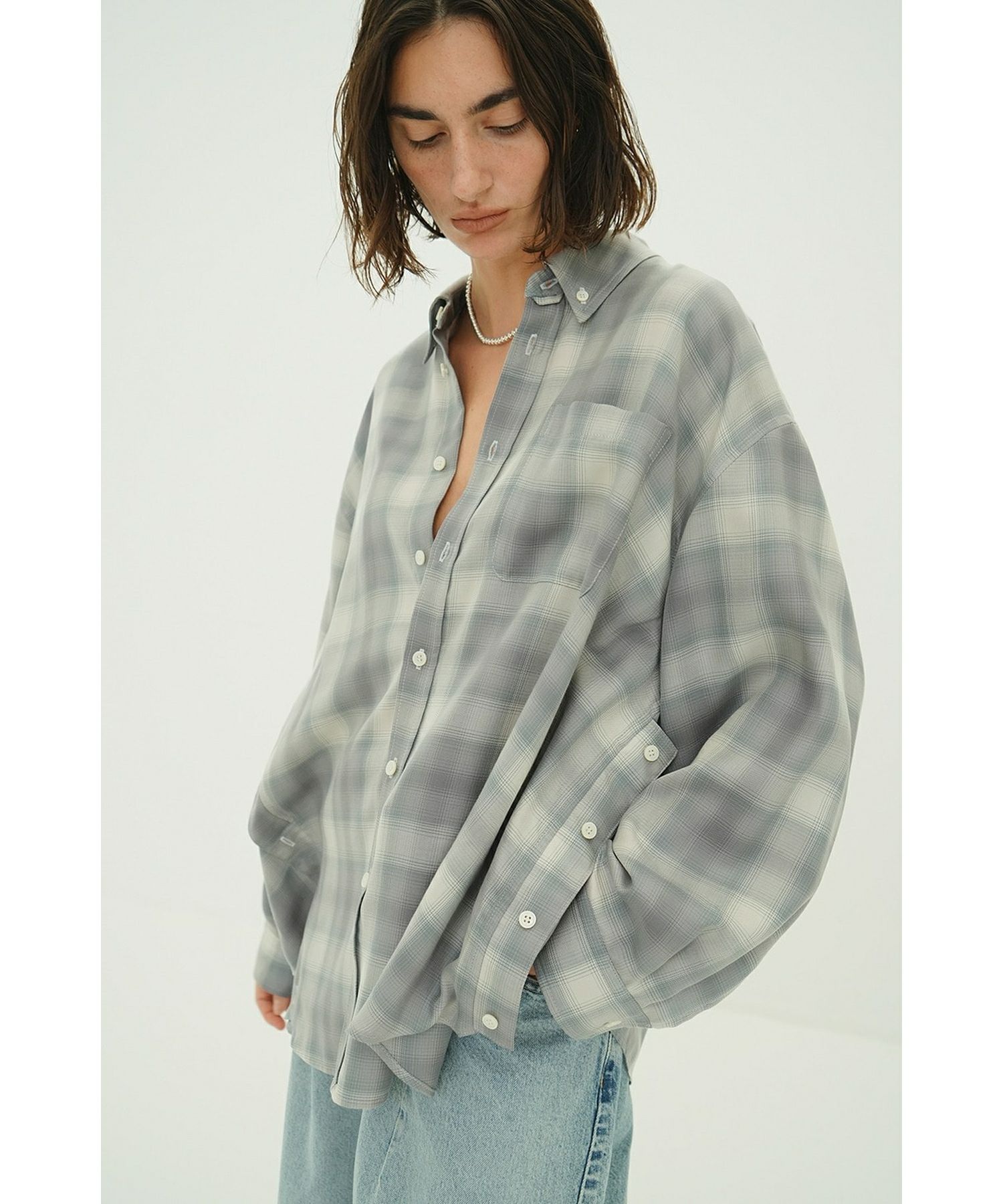 CLANE(クラネ)】 2WAY OVER OMBRE CHECK SHIRTS｜PARIGOT ONLINE