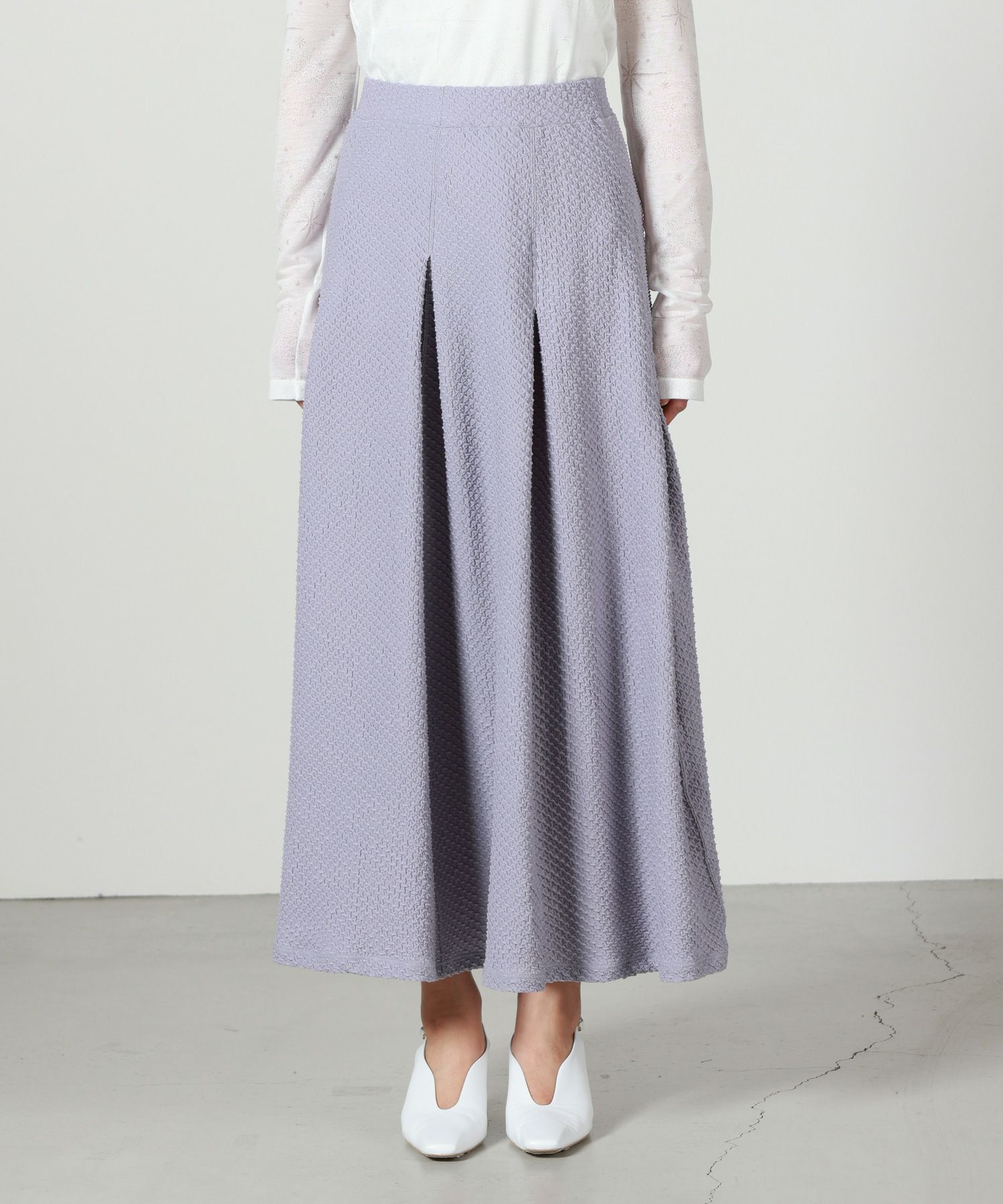 Mame Kurogouchi(マメ クロゴウチ)】 Shirring Jersey Jacquard Flare