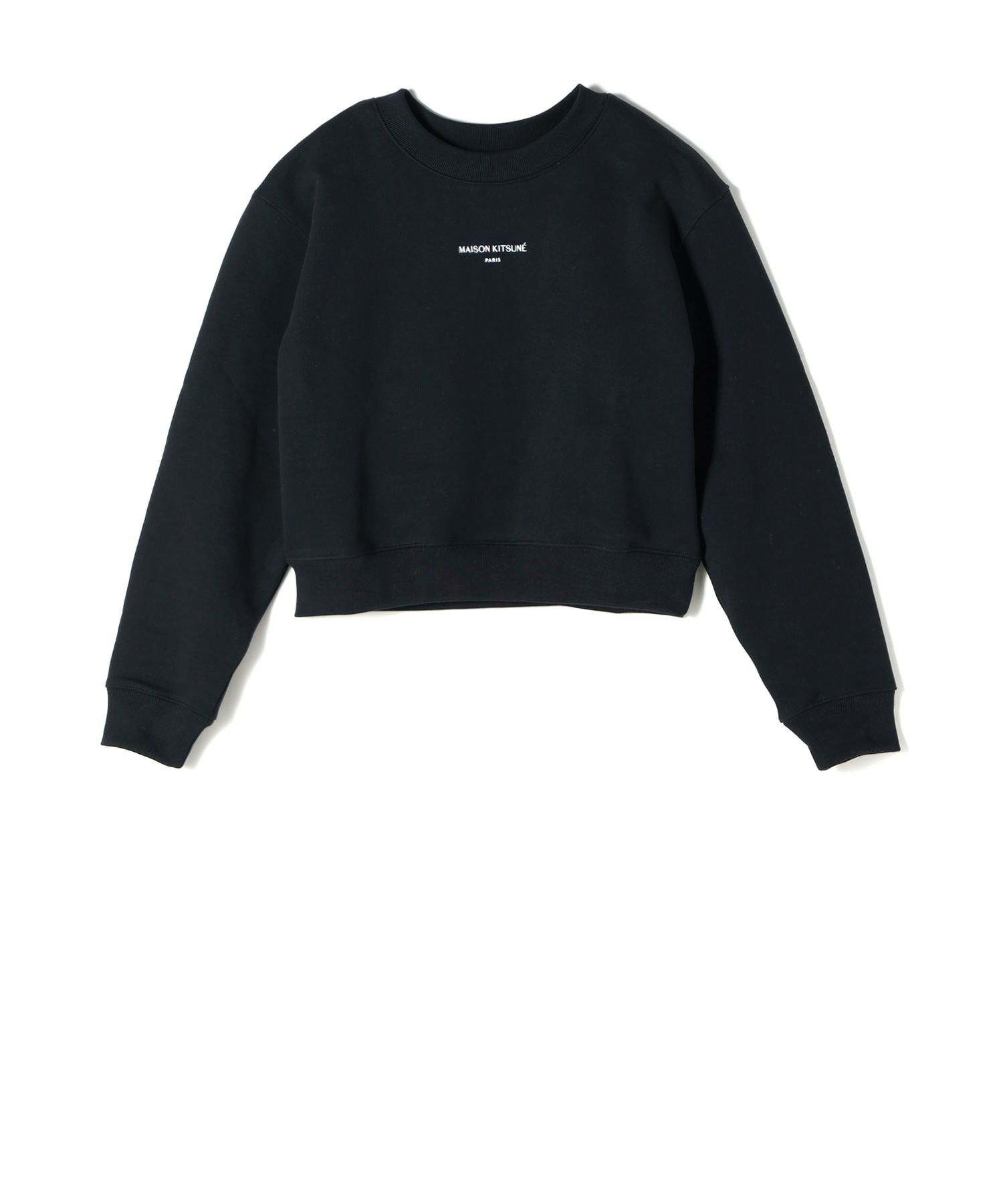 MAISON KITSUNÉ ブラック クロップドスウェット MAISON KITSUNE(メゾンキツネ)】 パリ クロップド スウェットシャツ
